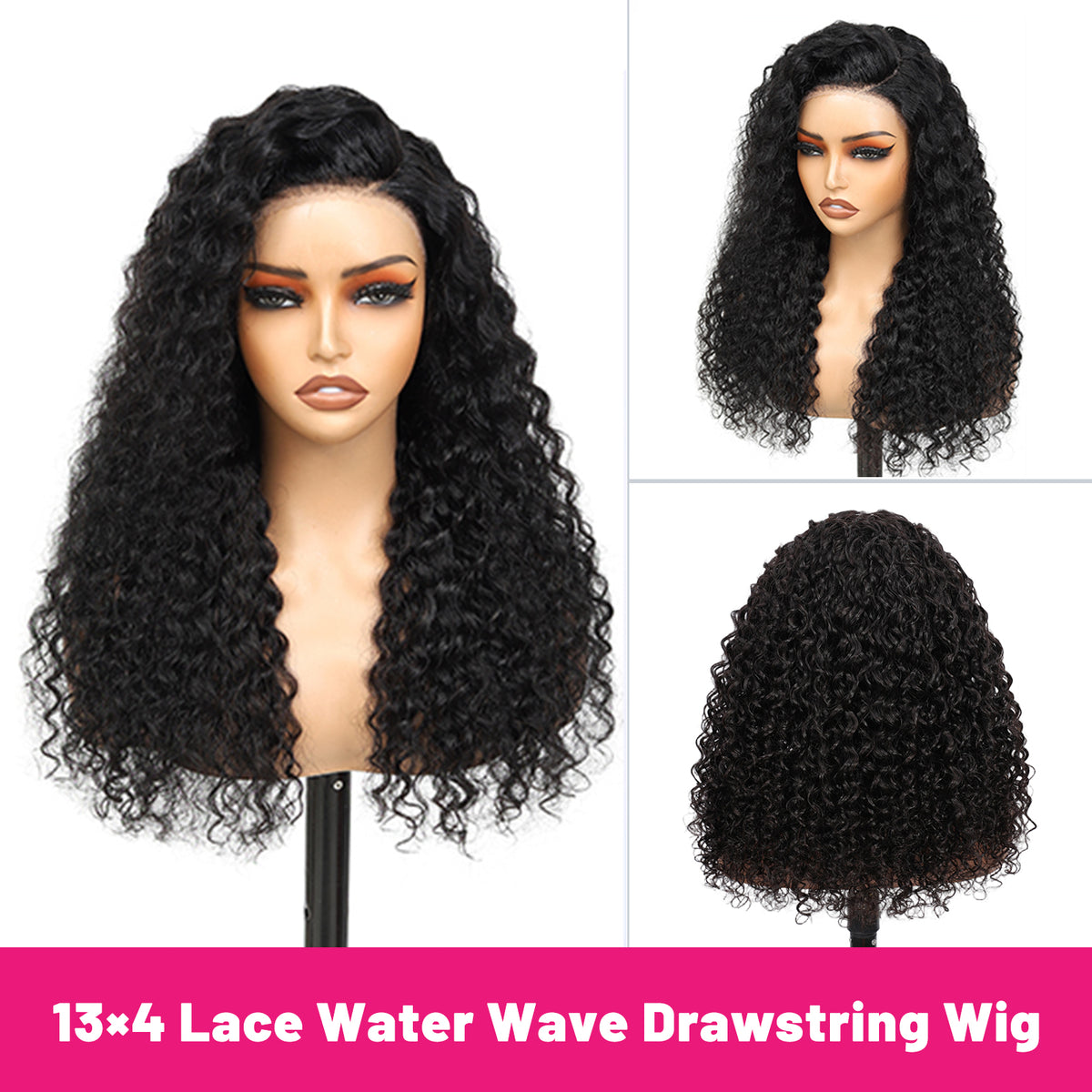 Vallbest 13x4 Frontal Lace Invisible Knots Glueless Natural Black Water Wave Wig Realistic Hairline