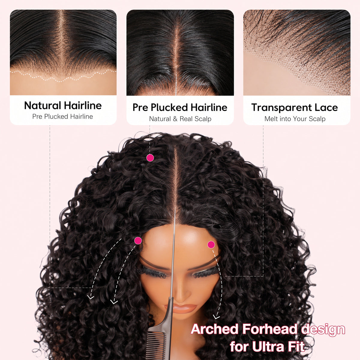 Vallbest 13x4 Frontal Lace Invisible Knots Glueless Natural Black Water Wave Wig Realistic Hairline