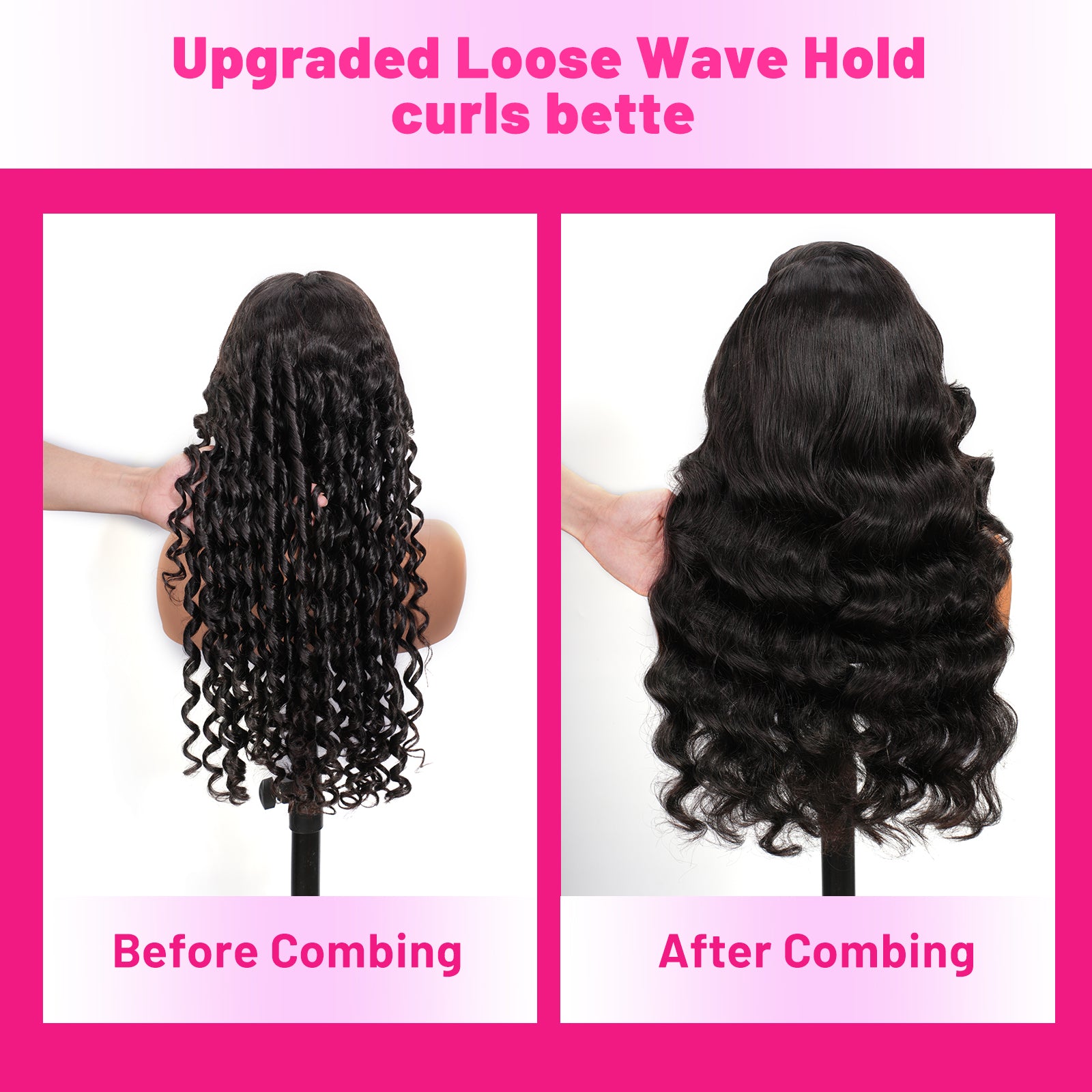 VALLBEST Loose Wave 13x6 HD Lace Glueless Wig – Pre-Plucked Hairline, Drawstring & Pre-Cut Lace