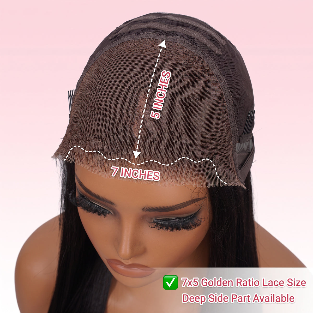 Vallbest Silky Straight Glueless Natural-Looking Human Hair Wig with Flexible Drawstring