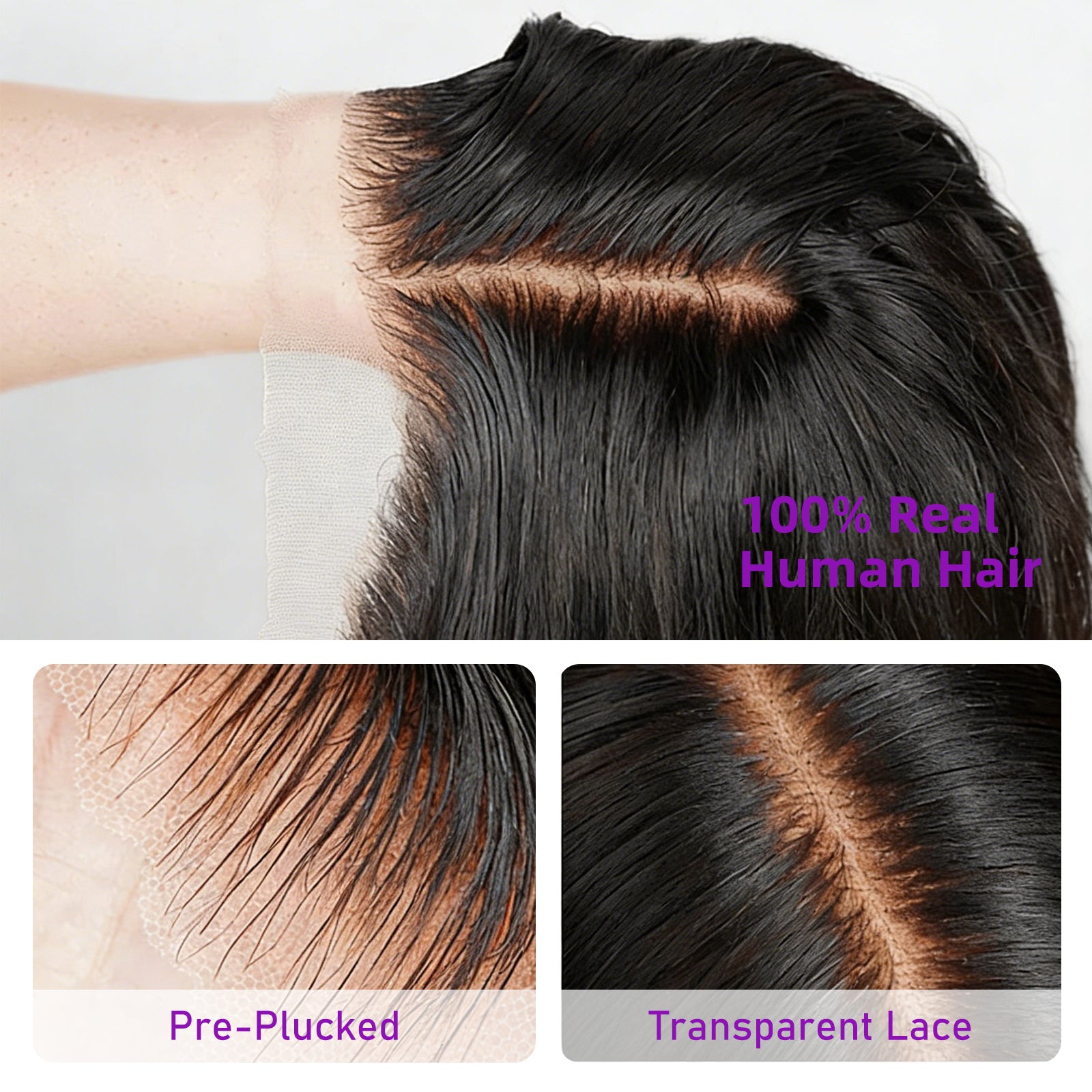 13x4 Frontal Lace Body Wave Invisible Knots Natural Black Realistic Hairline