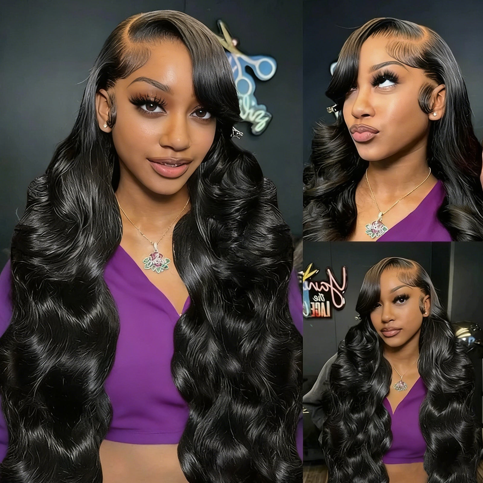 13x4 Frontal Lace Body Wave Invisible Knots Natural Black Realistic Hairline