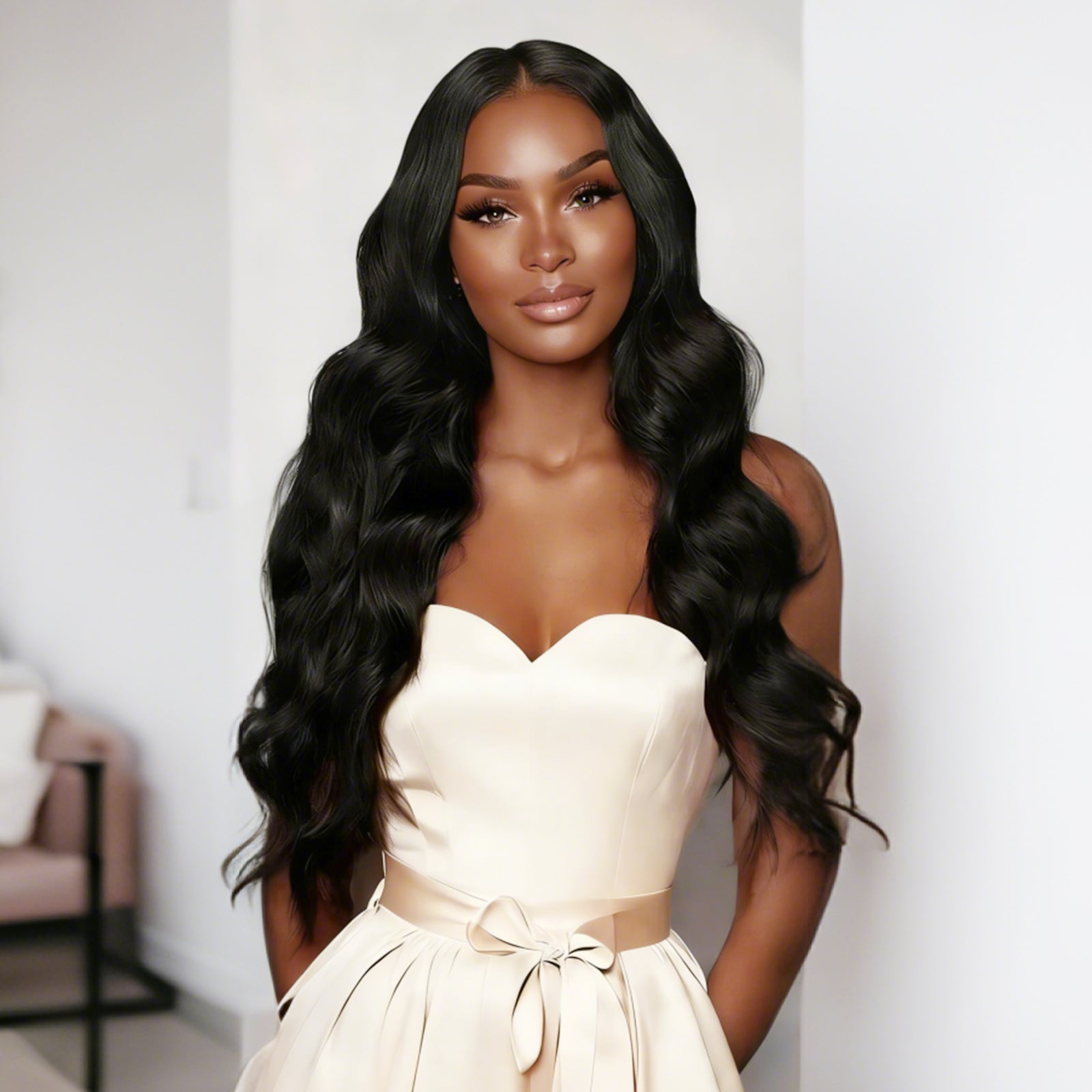 13x4 Frontal Lace Body Wave Invisible Knots Natural Black Realistic Hairline