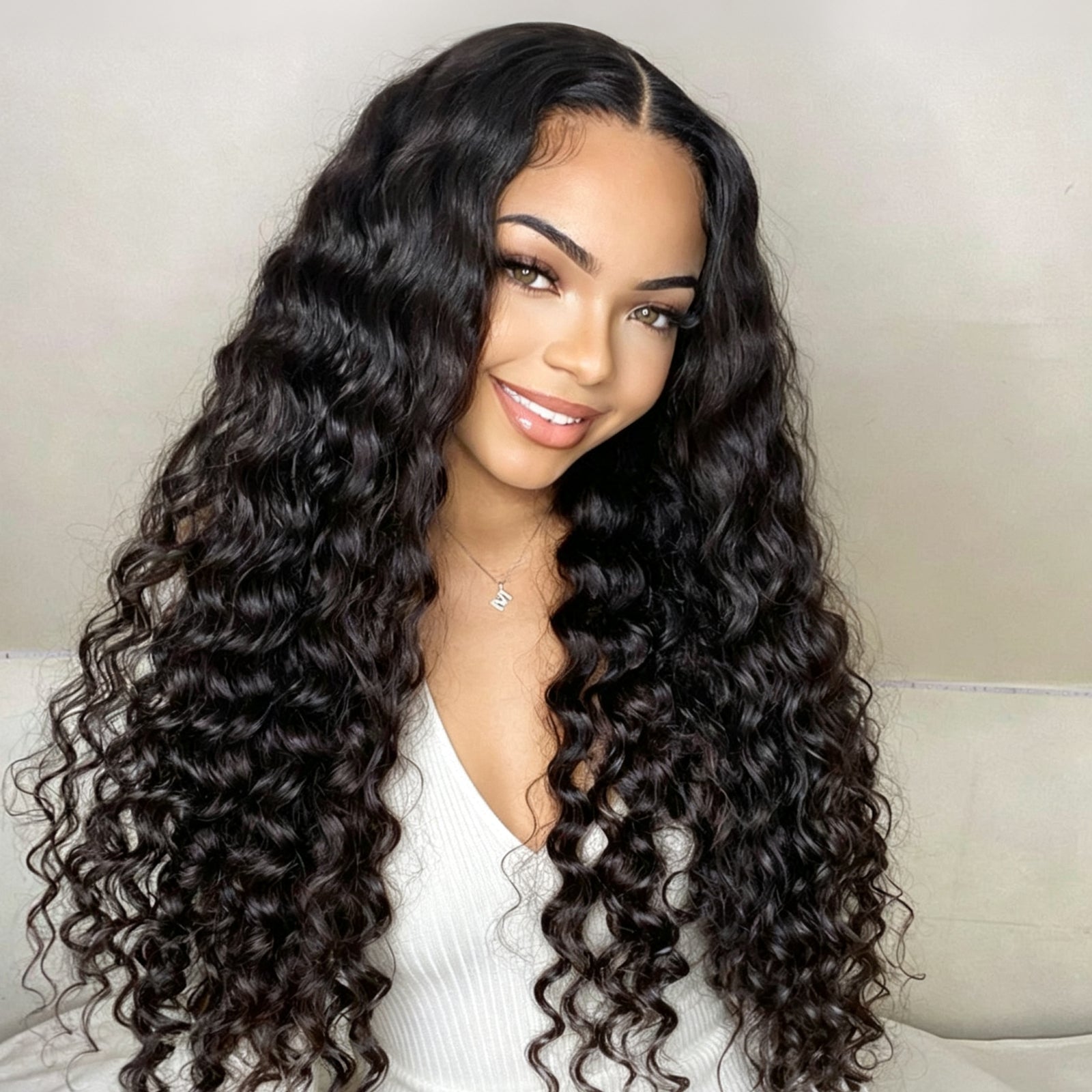 Vallbest 13x4 Invisible HD Lace Glueless Wig Deep Wave With Drawstring Natural Black 100% Human Hair Wig