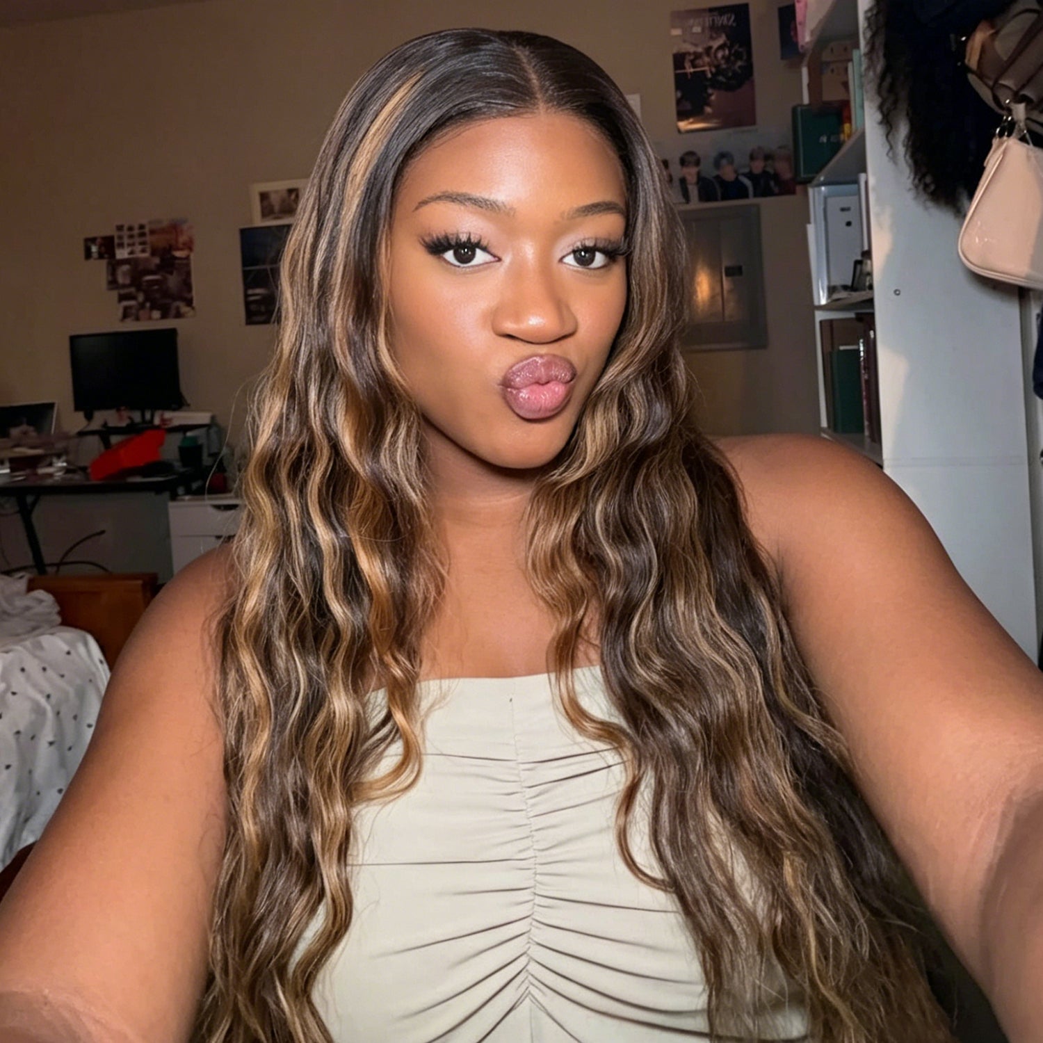 13x4 HD Lace Front Balayage Highlight Body Wave Human Hair Wig, Transparent Lace, Natural Hairline