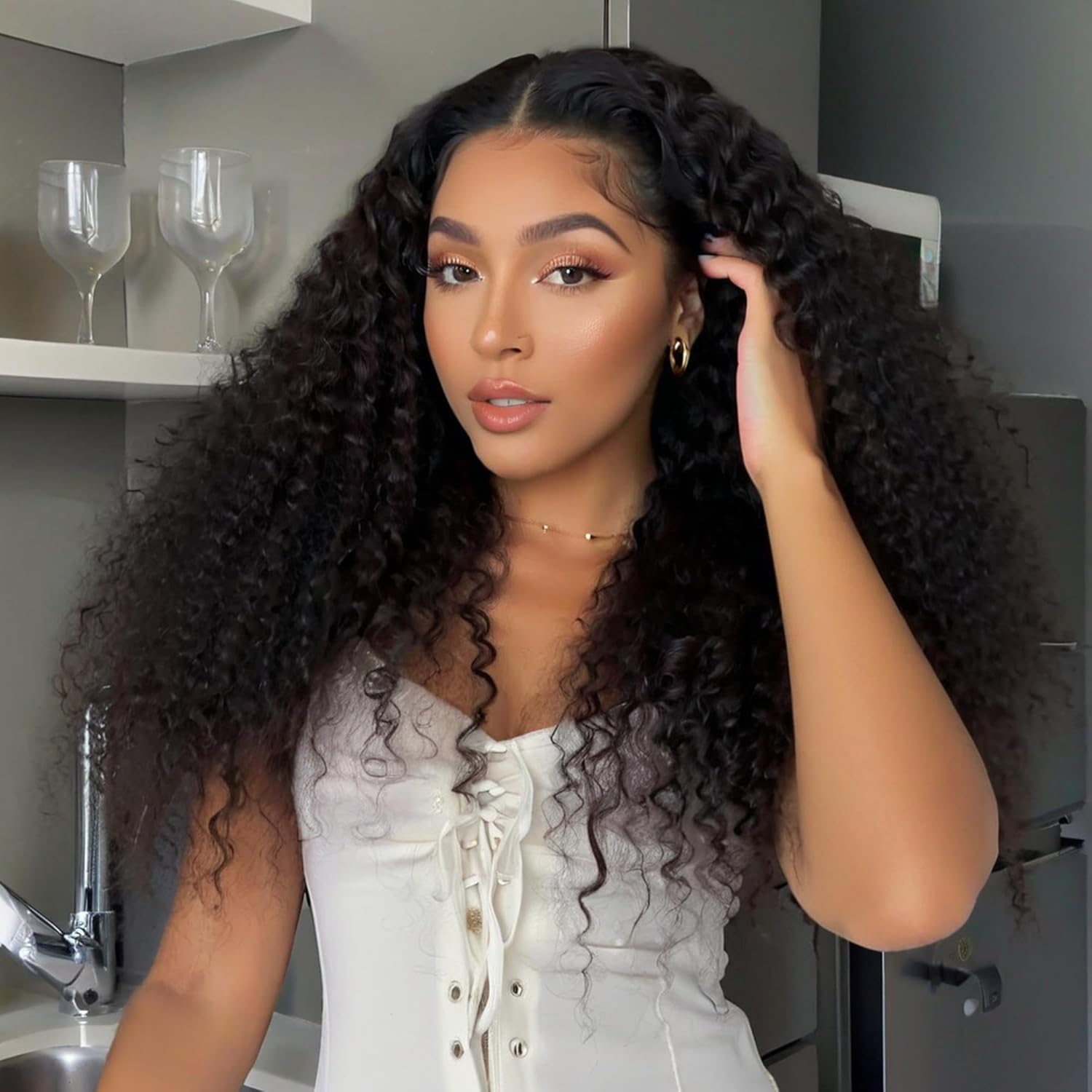 Transparent hd 13*4 Lace Front Jerry Curly Hair Lace Wig