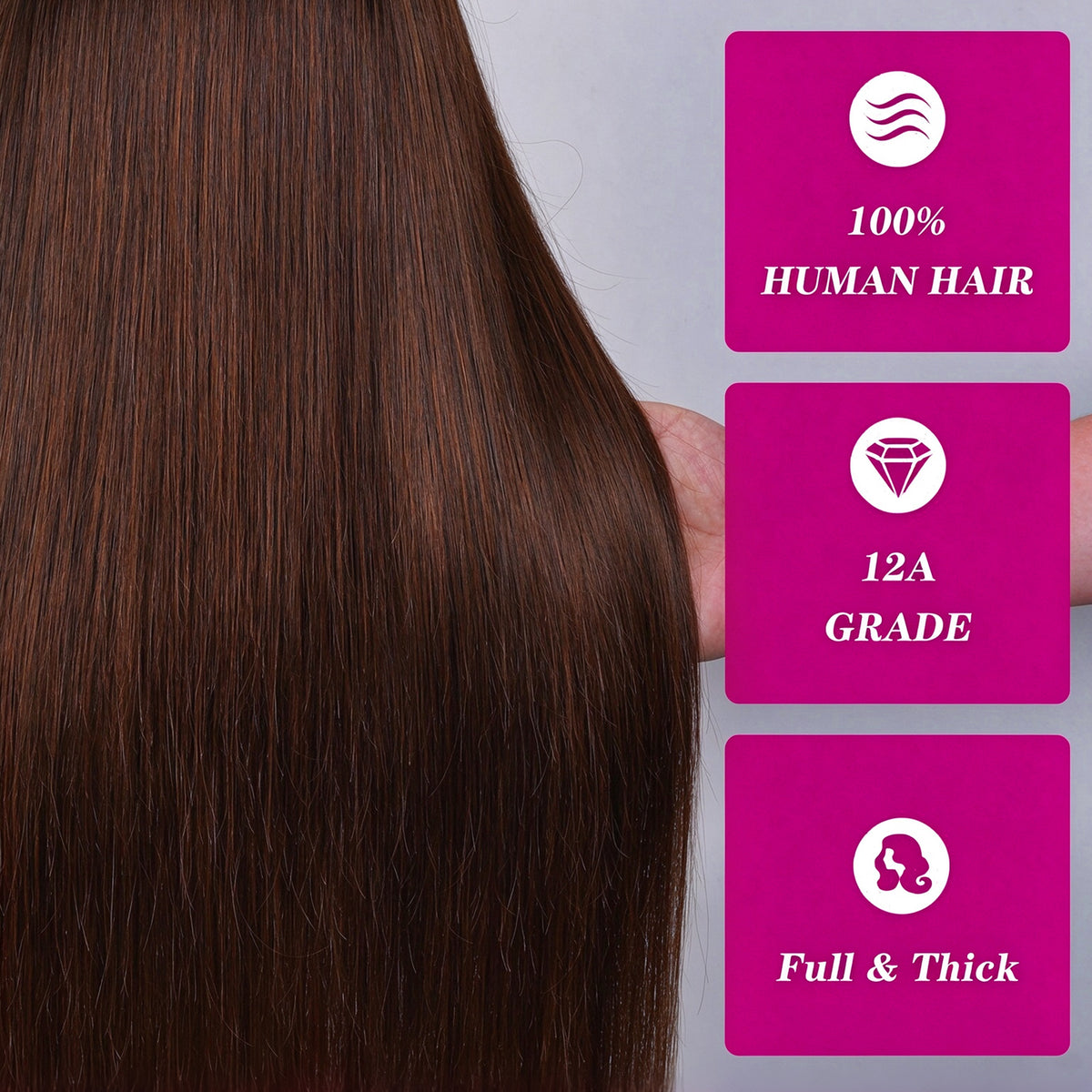 Vallbest 13x4 Chocolate Brown Glueless Wig Silky Straight With Drawstring 100% Human Hair Wig