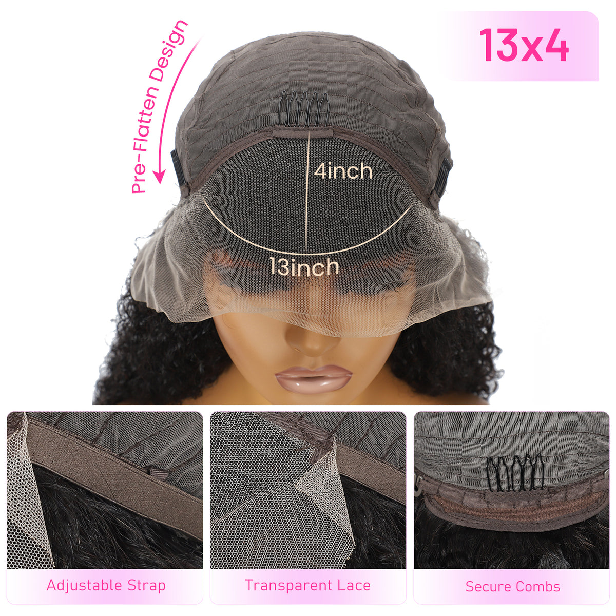 13x4 Lace Front Natural Black Straight Human Hair Wig
