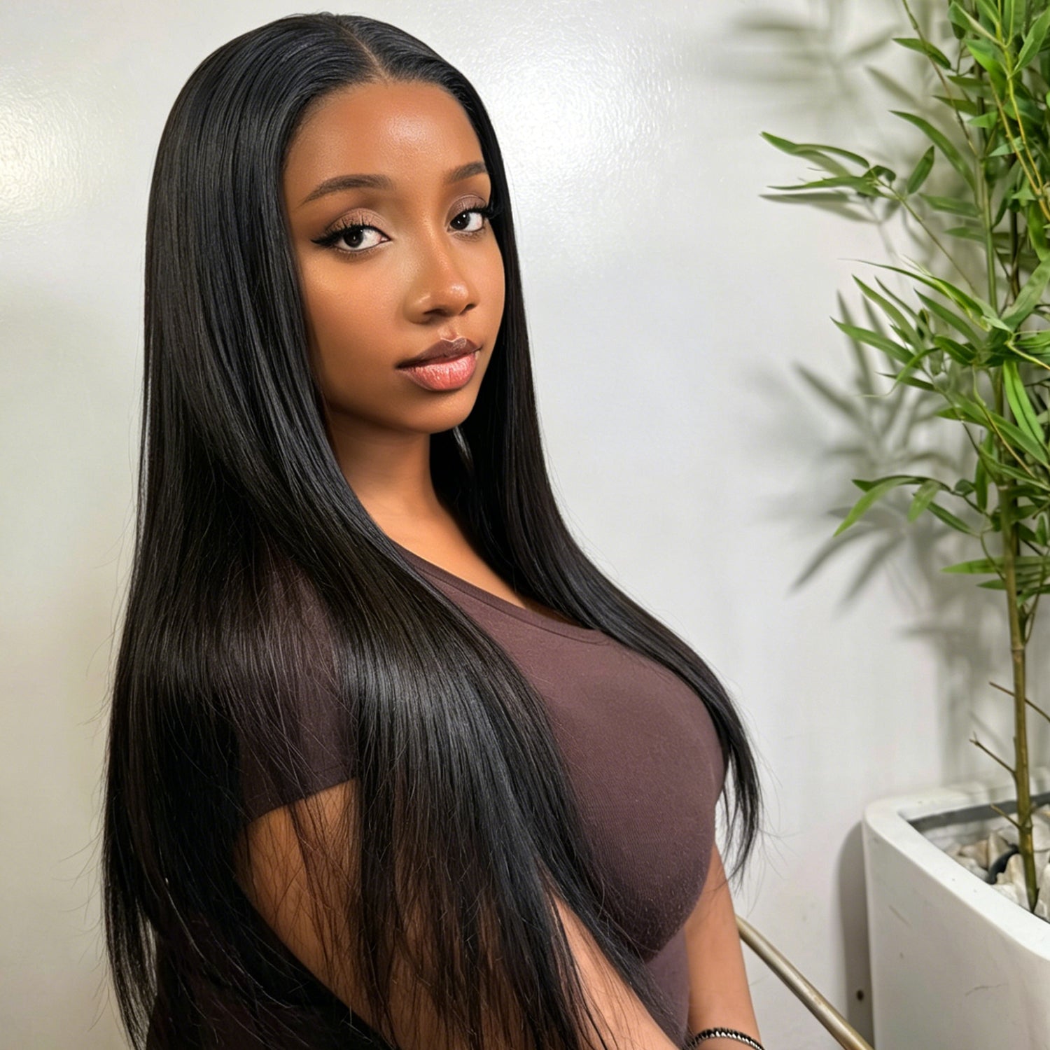 13x4 Lace Front Natural Black Straight Human Hair Wig