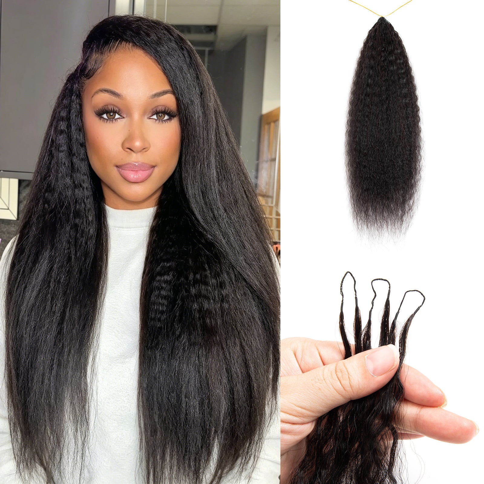 VALLBEST Kinky Straight Crochet Human Hair Extensions for Boho Braids