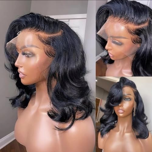 13x4 HD Lace Front Human Hair Bob Wig – Pre-Plucked Natural Hairline, Glueless Brazilian Human Hair, Body Wave