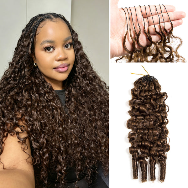 Vallbest #4 Burmese Curly Crochet Human Hair – Premium Plush Texture for Boho Braids