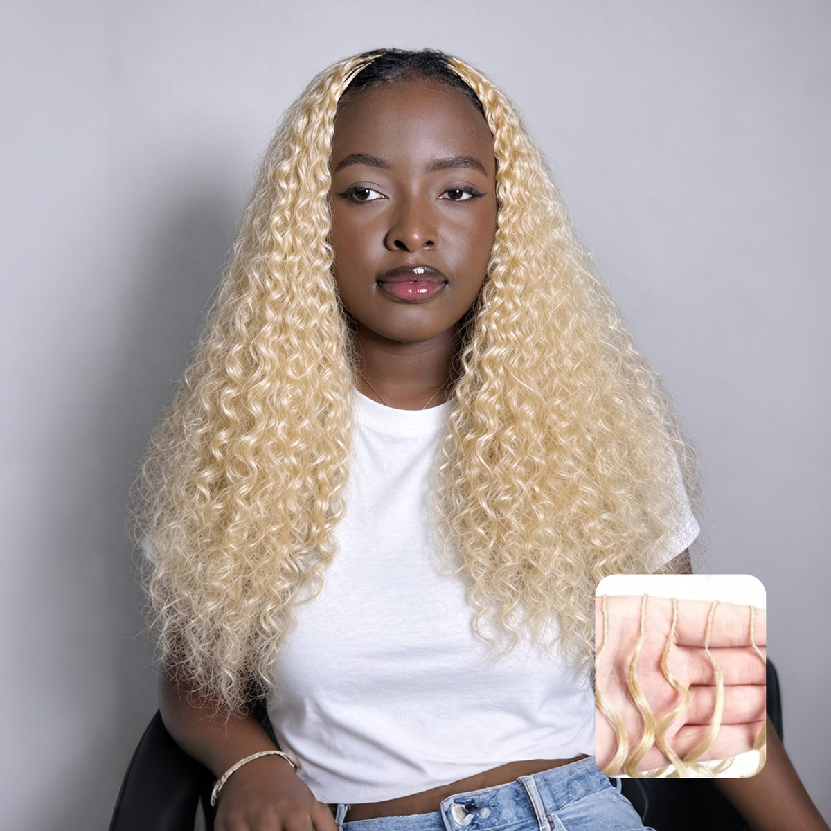 #613 Blonde Burmese Curly Crochet Human Hair Premium Plush Texture for Time-Saving Boho Braids
