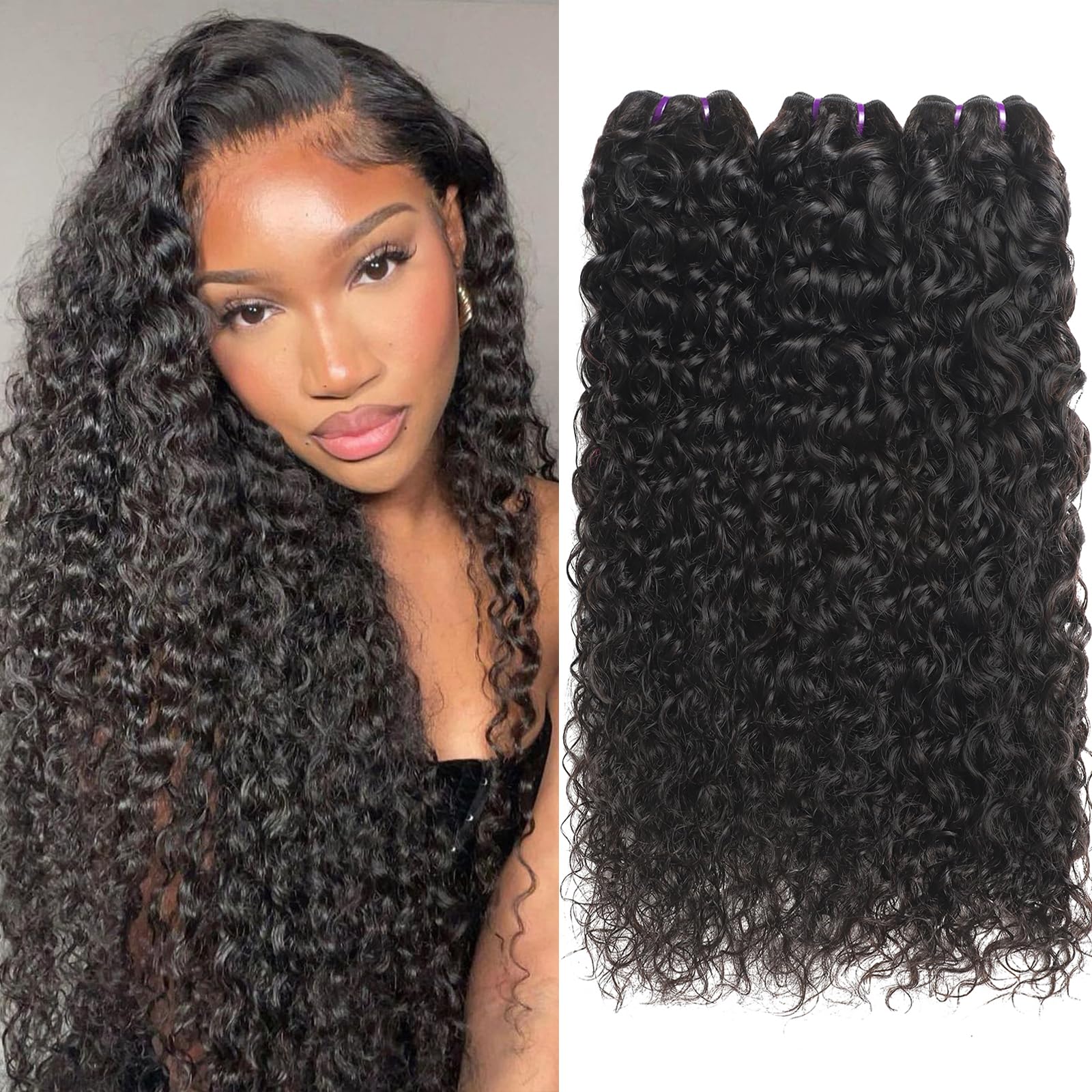 {16A 3Pcs}100% Unprocessed Vietnamese Water Curly Human Hair Bundles