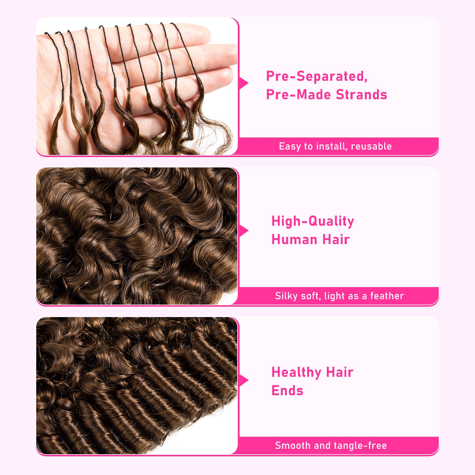 VALLBEST #4 Burmese Curly Crochet Human Hair Extensions for Boho Braids