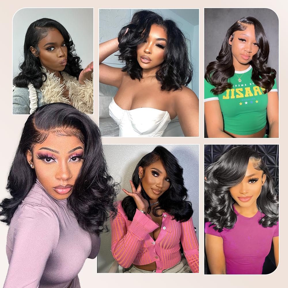 13x4 HD Lace Front Human Hair Bob Wig – Pre-Plucked Natural Hairline, Glueless Brazilian Human Hair, Body Wave