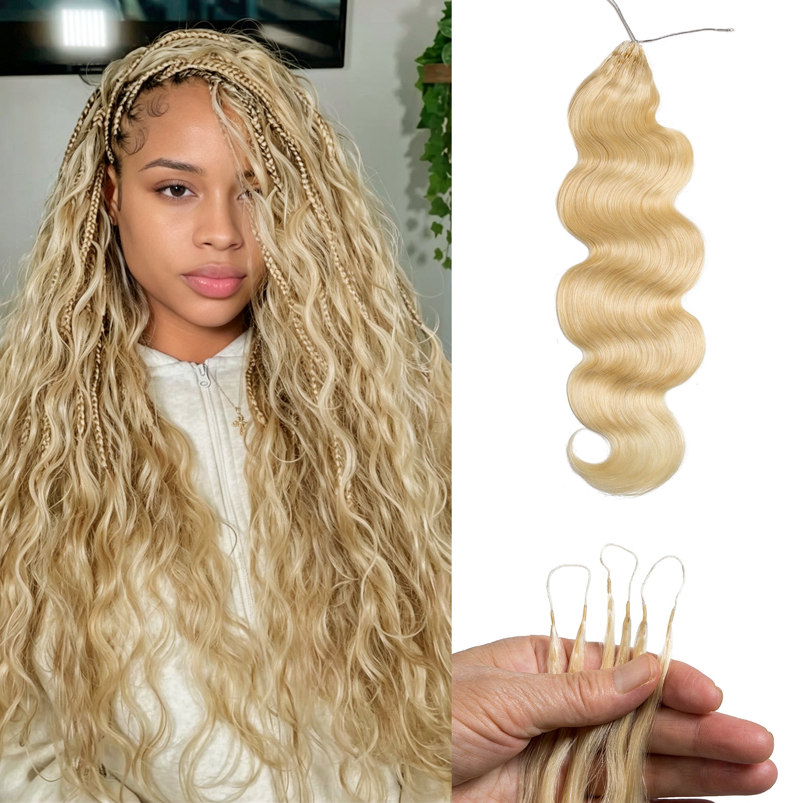 New In #613 Blonde Body Wave Crochet Human Hair for Boho Braids