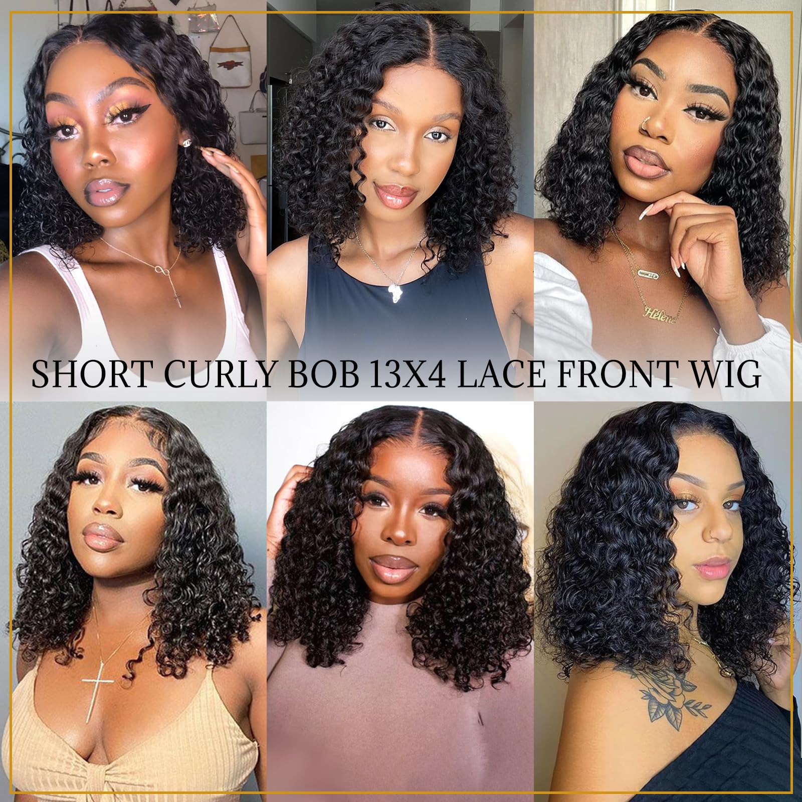Glueless Curly Bob Wig Human Hair 13x4 HD Lace, Deep Wave, Pre-Plucked, Natural Look