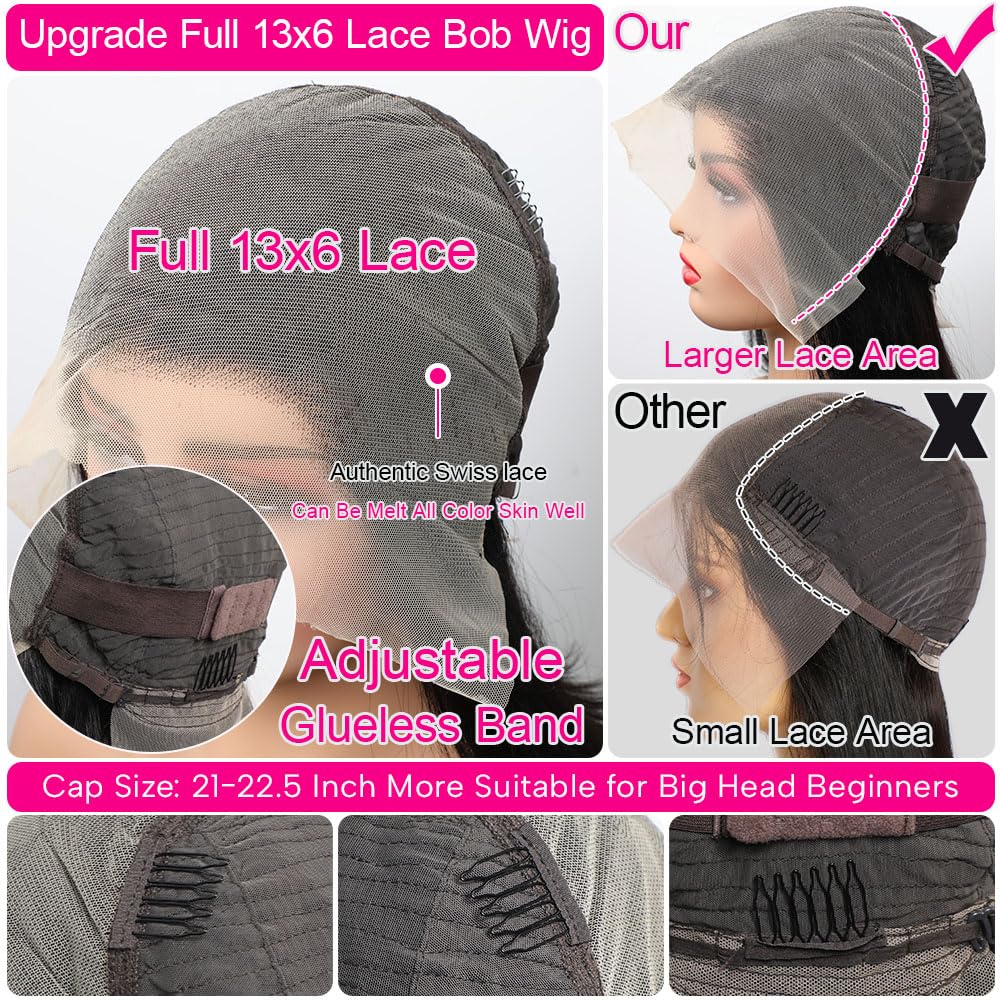 Silky Bob Ear-to-Ear Glueless 13x6 Frontal HD Lace Short Bob Wig