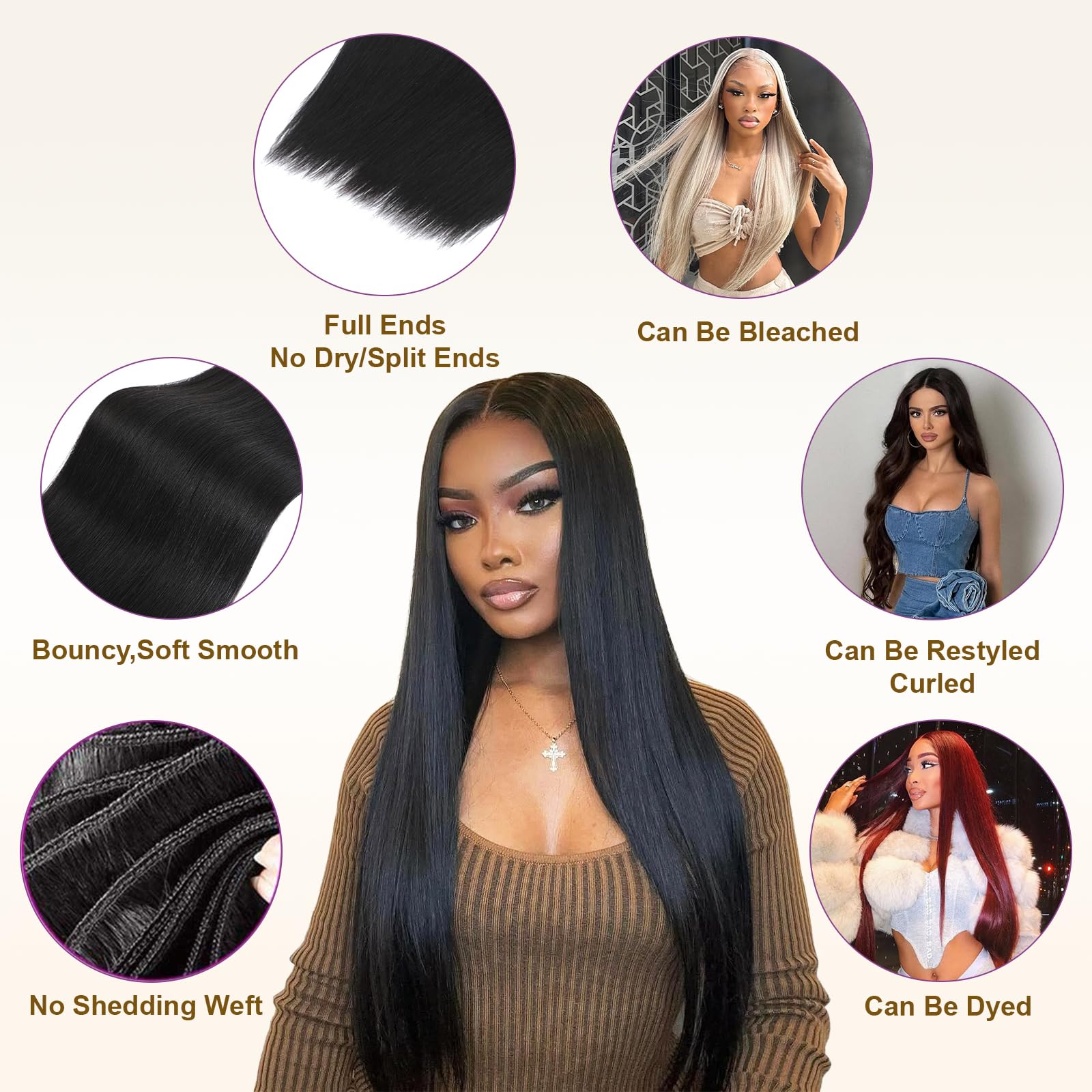 {16A 3Pcs}100% Unprocessed Straight Human Hair Quick Weave Hair