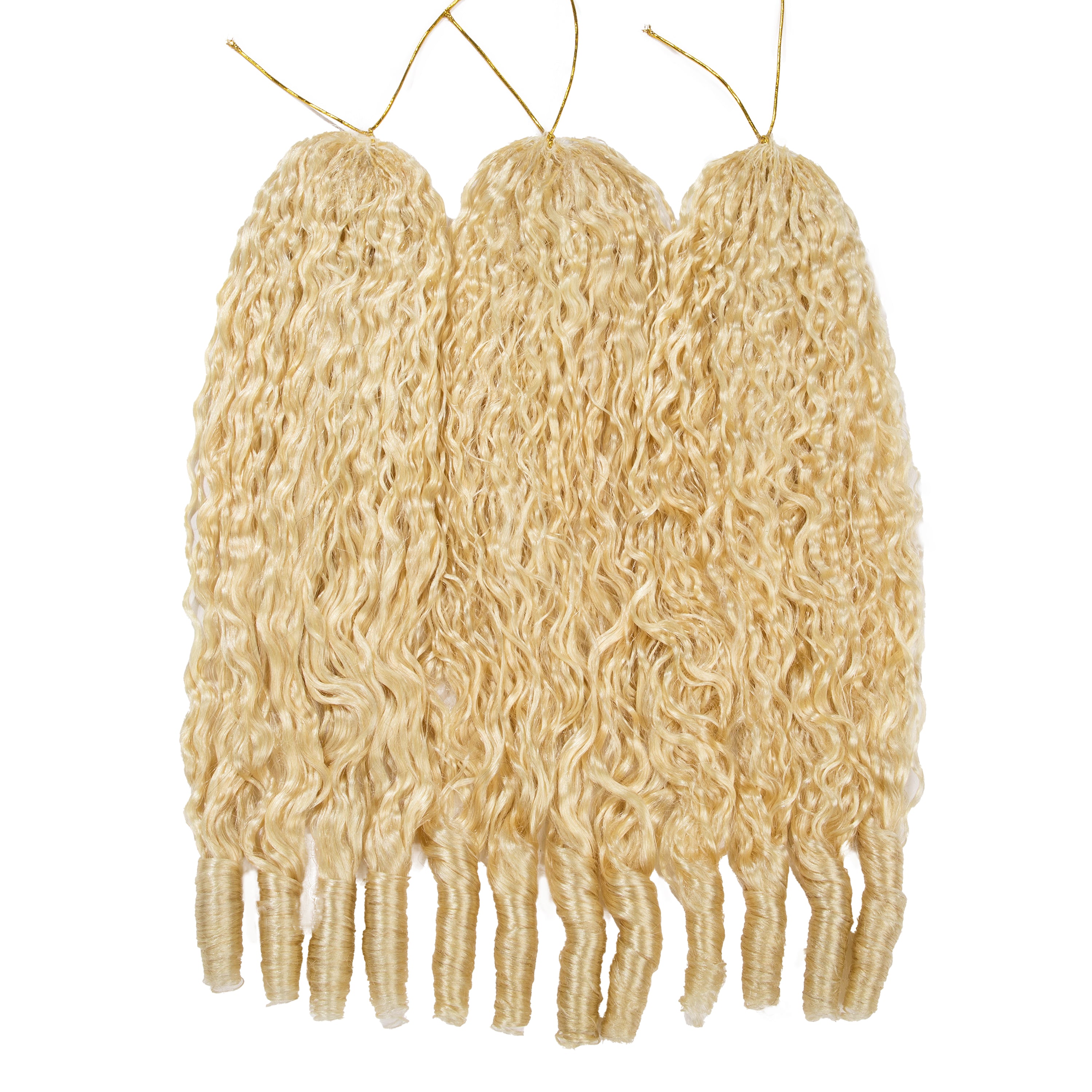 #613 Blonde Burmese Curly Crochet Human Hair Premium Plush Texture for Time-Saving Boho Braids