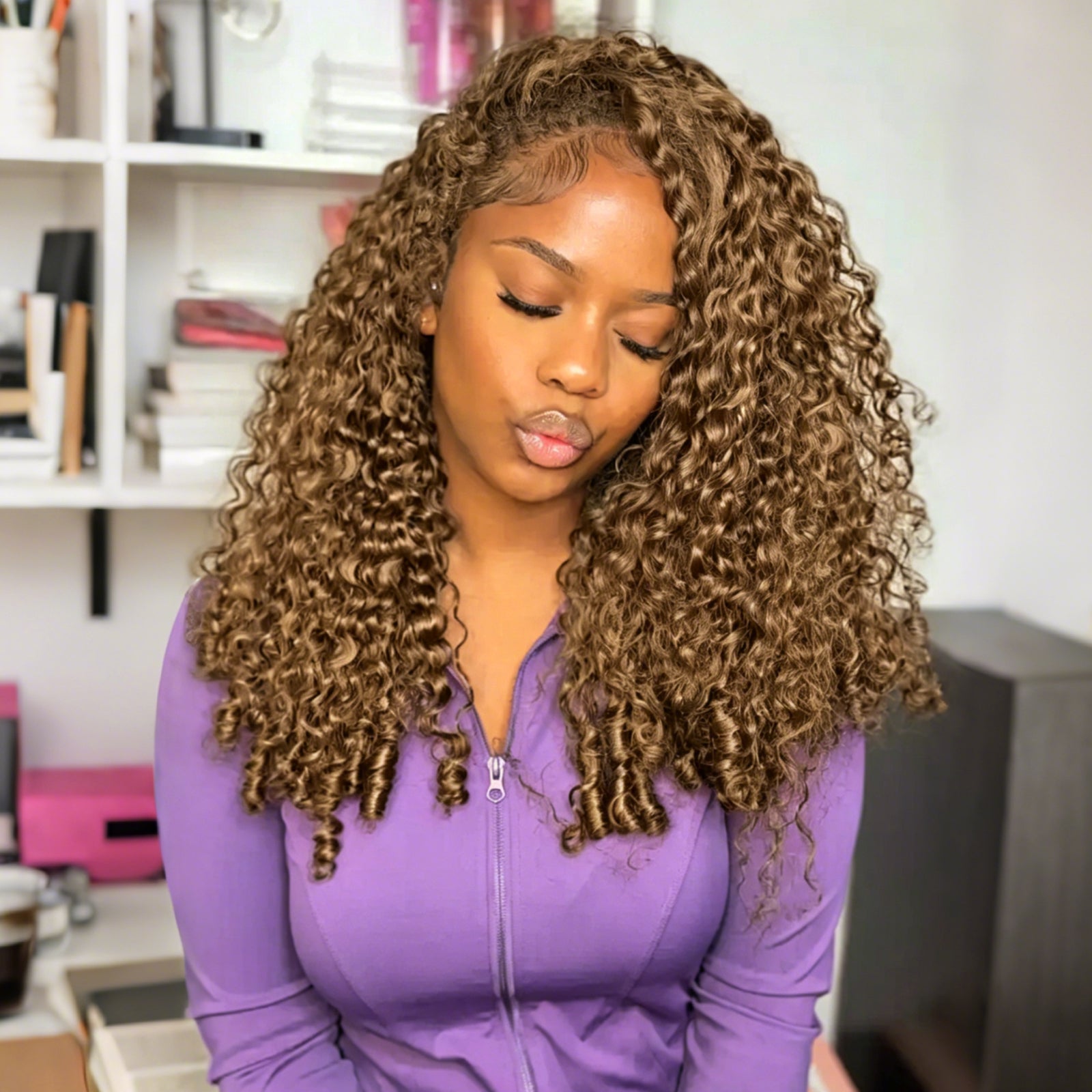 VALLBEST Honey Blonde Highlight (#4/27) Burmese Curly Crochet Human Hair
