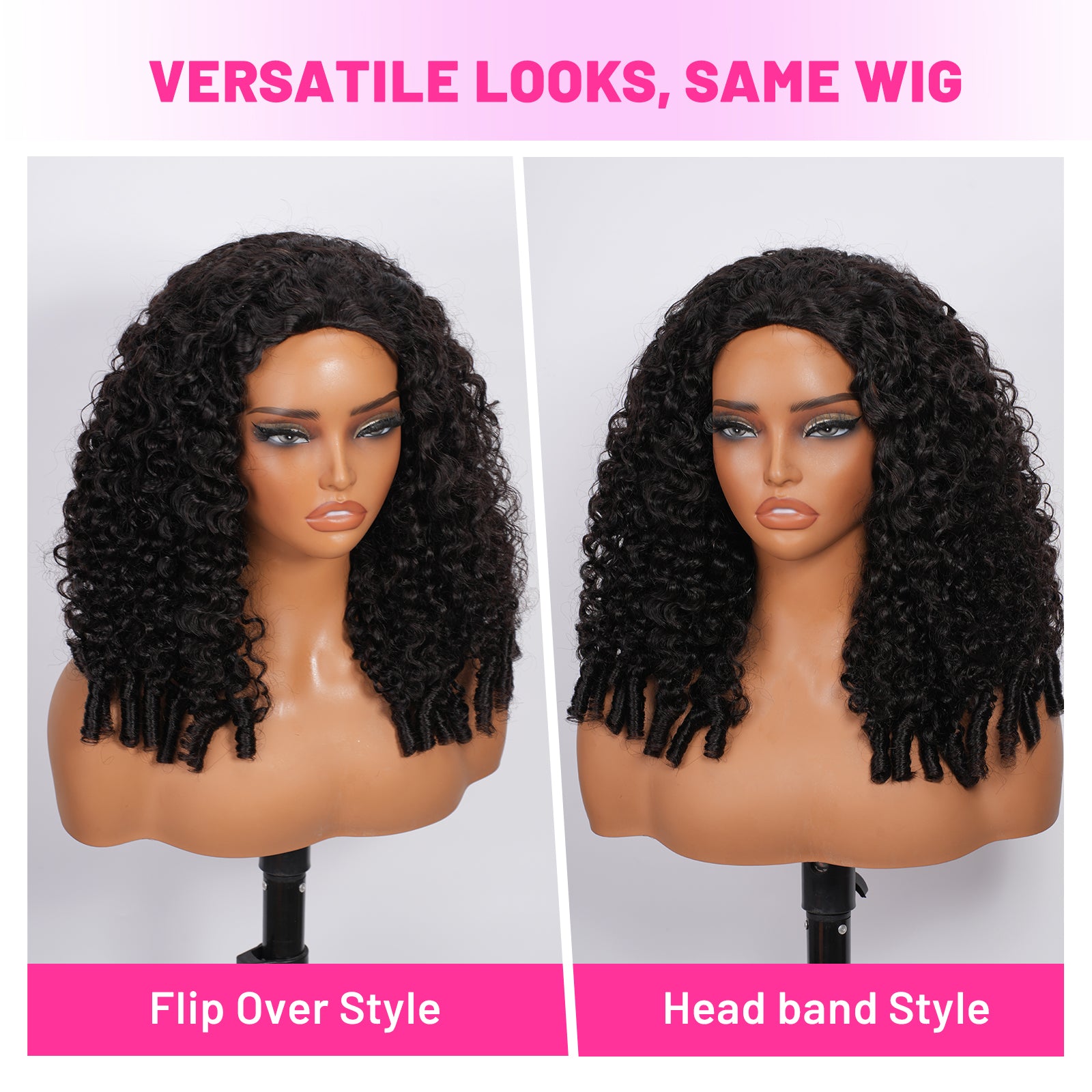 Vallbest Burmese Curly Half Wig Invisible Strap Human Hair Wear Go Glueless Wig for Beginners