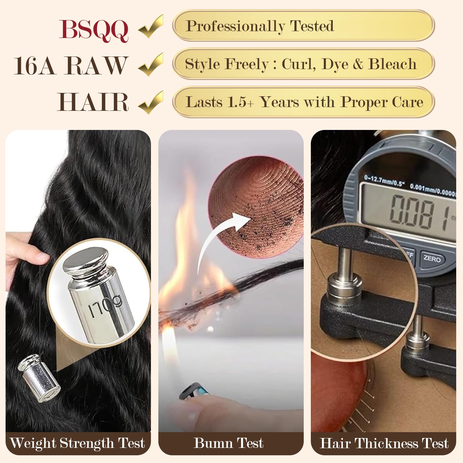 {16A 3Pcs}100% Unprocessed Body Wave Bundles Human Hair