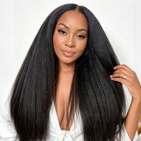 Vallbest Half Wig Kinky Straight Glueless Install Half Wig With Draw-string Beginner Friendly