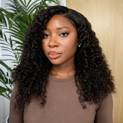 Vallbest 13x6 Glueless Wig Burmese Curly Natural Black With Drawstring 100% Human Hair Wig