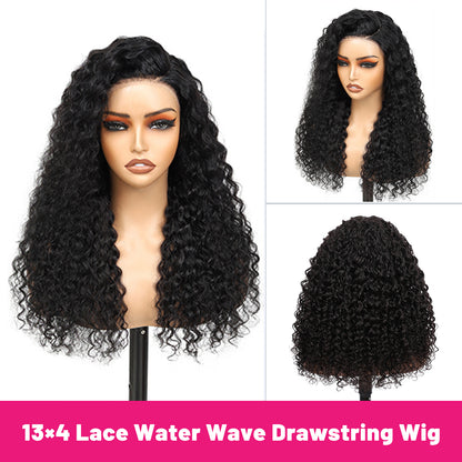 Vallbest 13x4 Frontal Lace Invisible Knots Glueless Natural Black Water Wave Wig Realistic Hairline