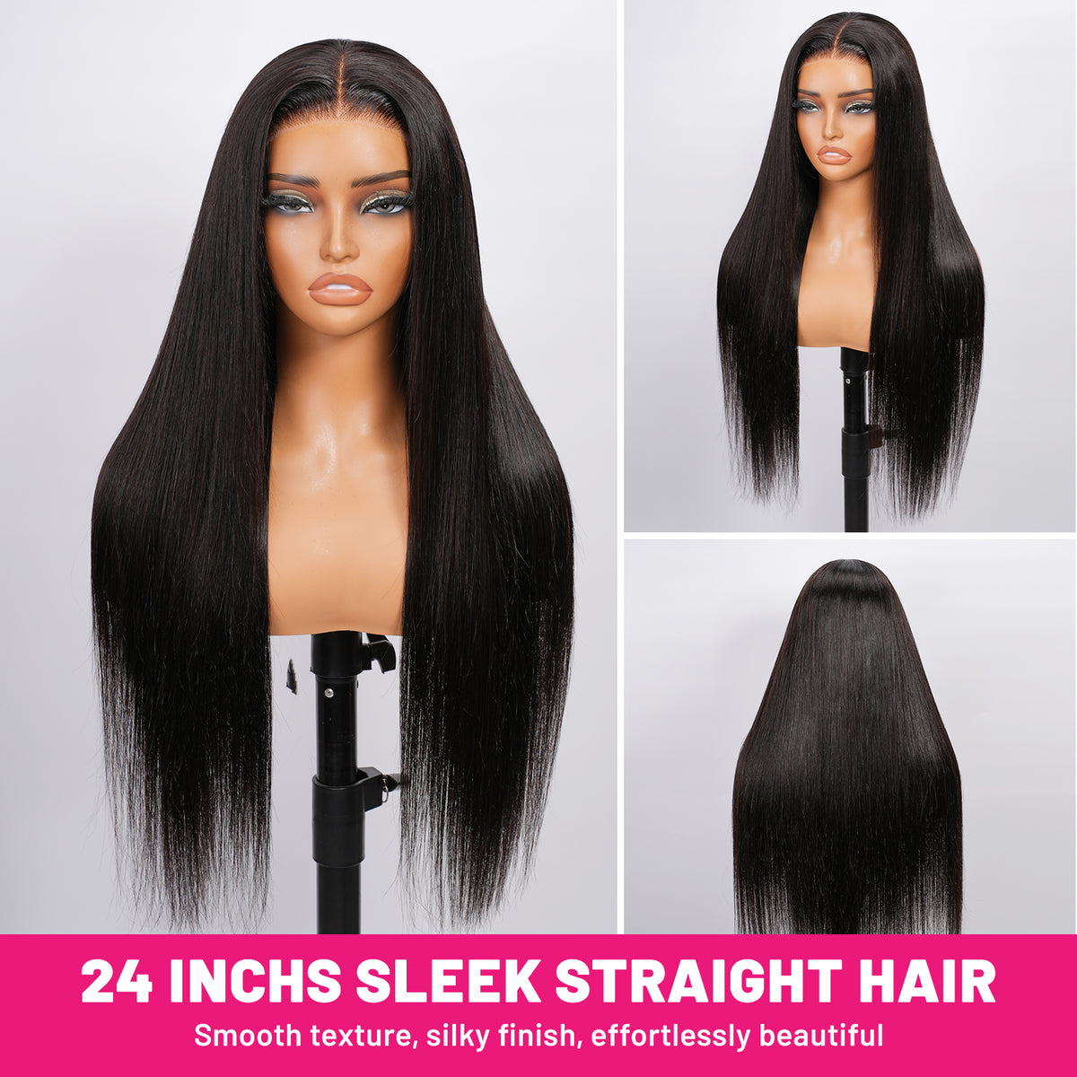 Vallbest Silky Straight Glueless Natural-Looking Human Hair Wig with Flexible Drawstring