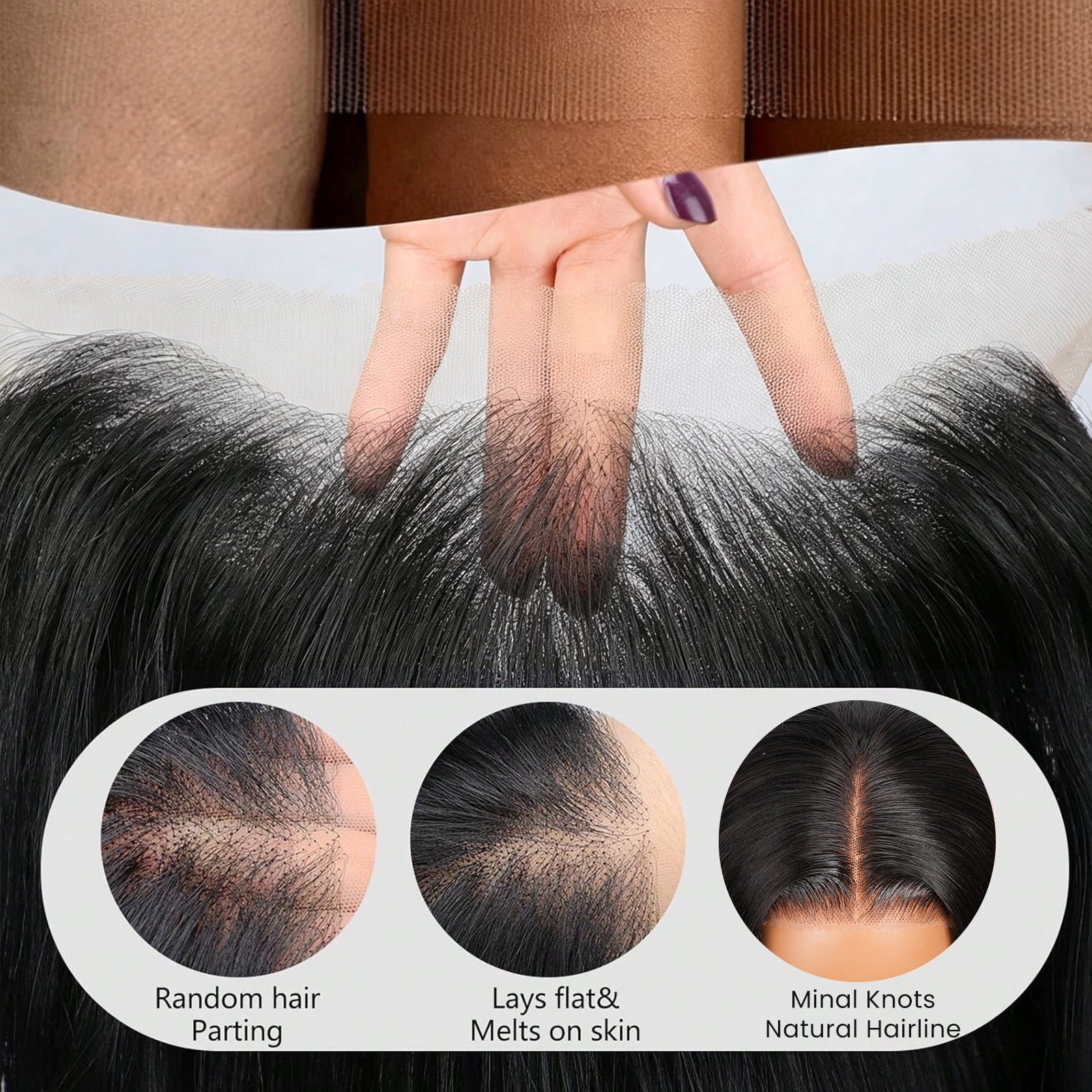 Vallbest Silky Straight Glueless Natural-Looking Human Hair Wig with Flexible Drawstring