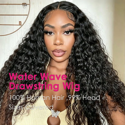 Vallbest 13x4 Frontal Lace Invisible Knots Glueless Natural Black Water Wave Wig Realistic Hairline