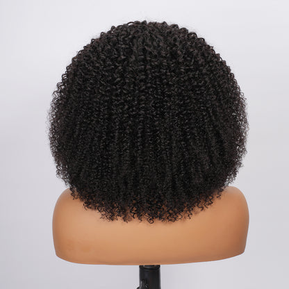 V Part Kinky Curly Wig Human Hair Glueless Wigs For Beginner