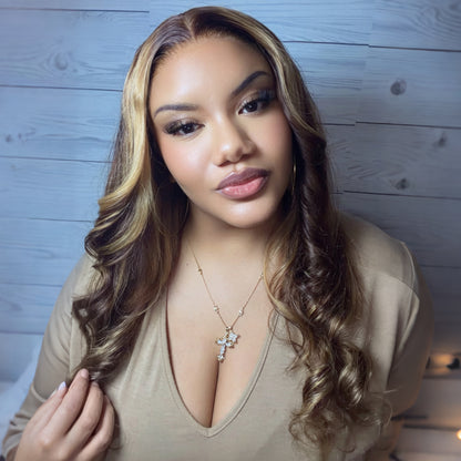 VALLBEST P4/27 Body Wave 13x4 HD Lace Glueless Human Hair Wig with Drawstring