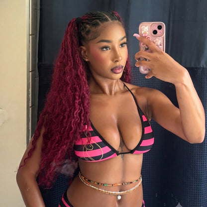 VALLBEST 99J Burgundy Burmese Curly Human Hair for Boho Braids