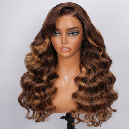 VALLBEST P4/27 Body Wave 13x4 HD Lace Glueless Wig – Pre-Plucked Hairline, Drawstring & Pre-Cut Lace