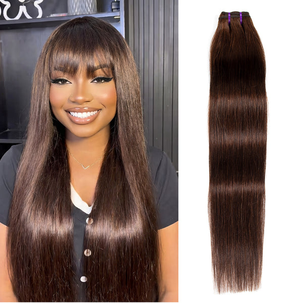 Vallbest #4 Brown Straight Hair 3 Bundles 100% Virgin Human Hair Extensions