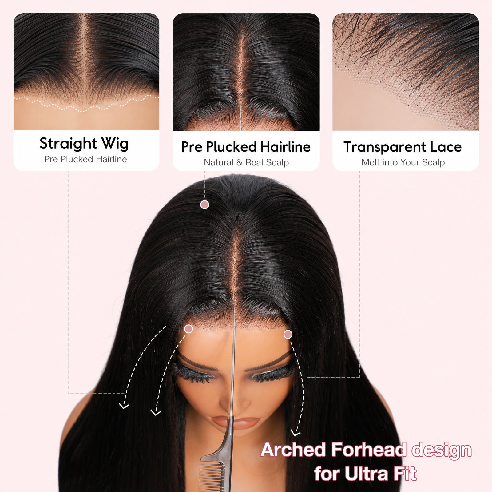 Vallbest Silky Straight Glueless Natural-Looking Human Hair Wig with Flexible Drawstring