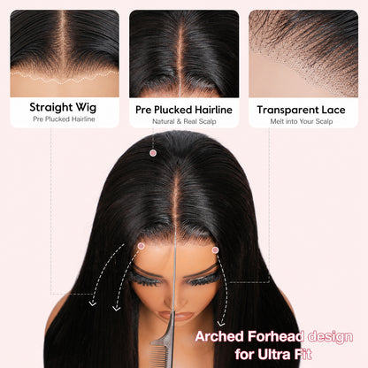 Vallbest Silky Straight Glueless Natural-Looking Human Hair Wig with Flexible Drawstring