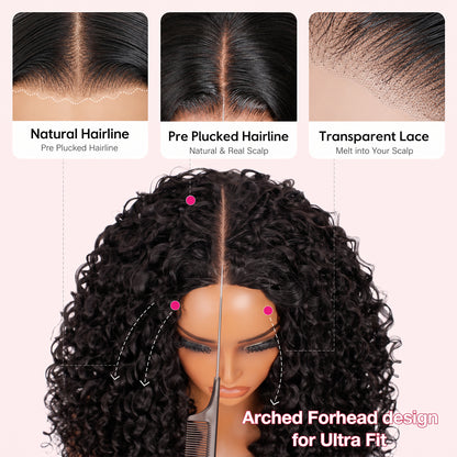 Vallbest 13x4 Frontal Lace Invisible Knots Glueless Natural Black Water Wave Wig Realistic Hairline