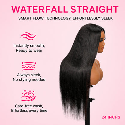 Vallbest Silky Straight Glueless Natural-Looking Human Hair Wig with Flexible Drawstring