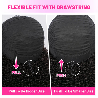 V Part Kinky Curly Wig Human Hair Glueless Wigs For Beginner