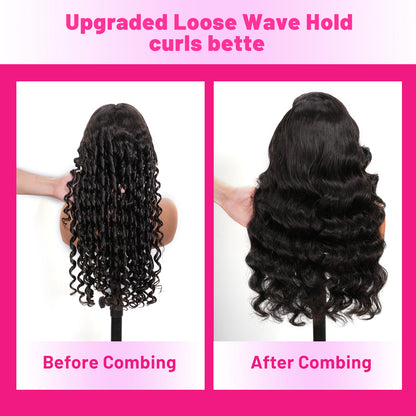 VALLBEST Loose Wave 13x6 HD Lace Glueless Wig – Pre-Plucked Hairline, Drawstring & Pre-Cut Lace