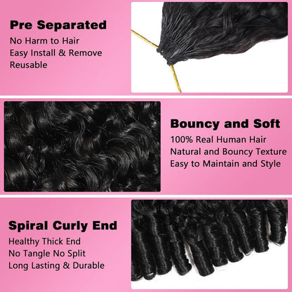 Burmese Curly Remy Human Hair Crochet Knotless Spiral Curl Natural Black