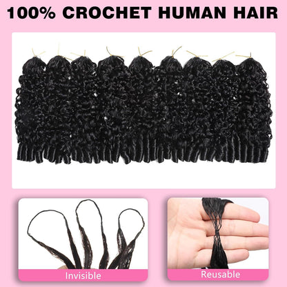 Burmese Curly Remy Human Hair Crochet Knotless Spiral Curl Natural Black