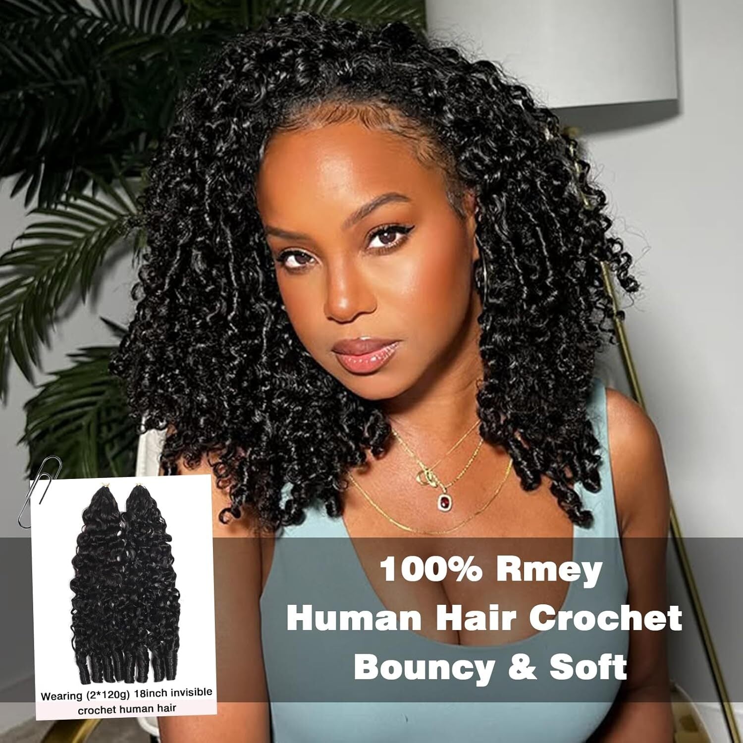 Burmese Curly Remy Human Hair Crochet Knotless Spiral Curl Natural Black
