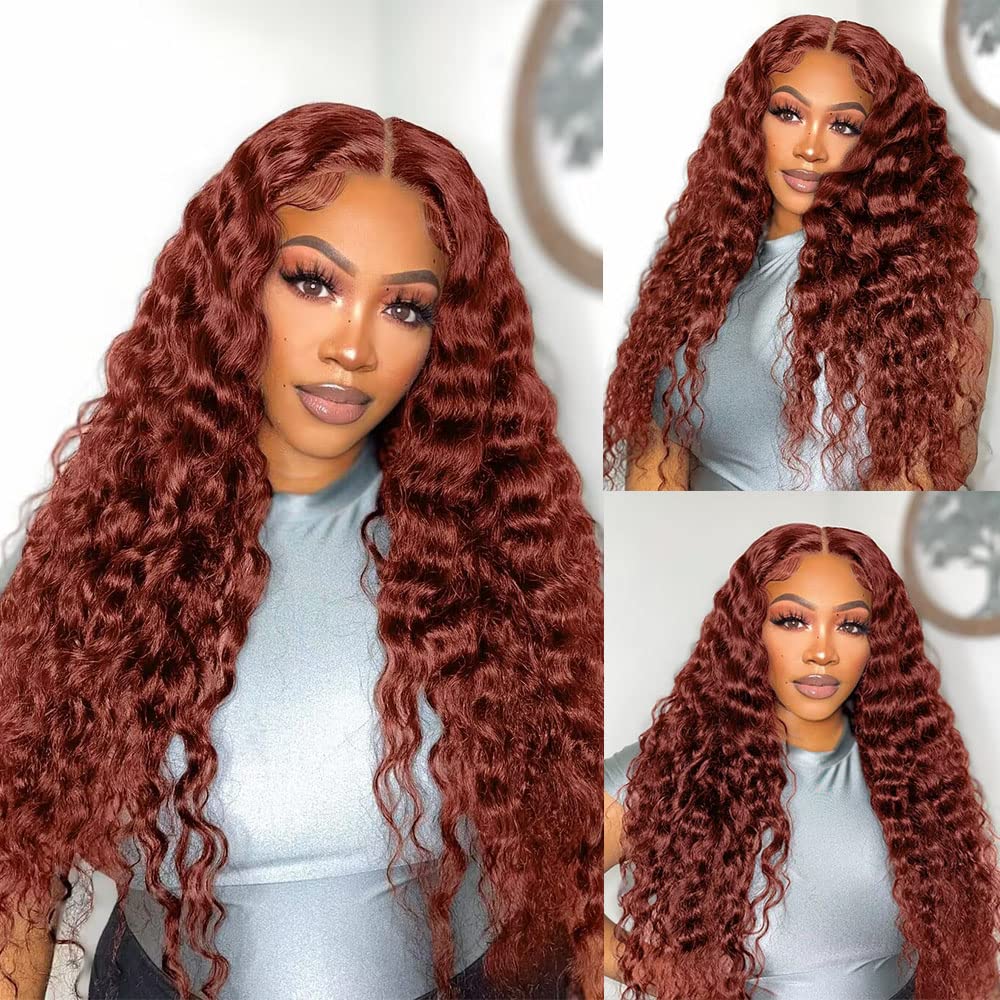 13x4 HD Lace Front Deep Wave Curly Wig, #4 Dark Brown, Super Thin Transparent Lace