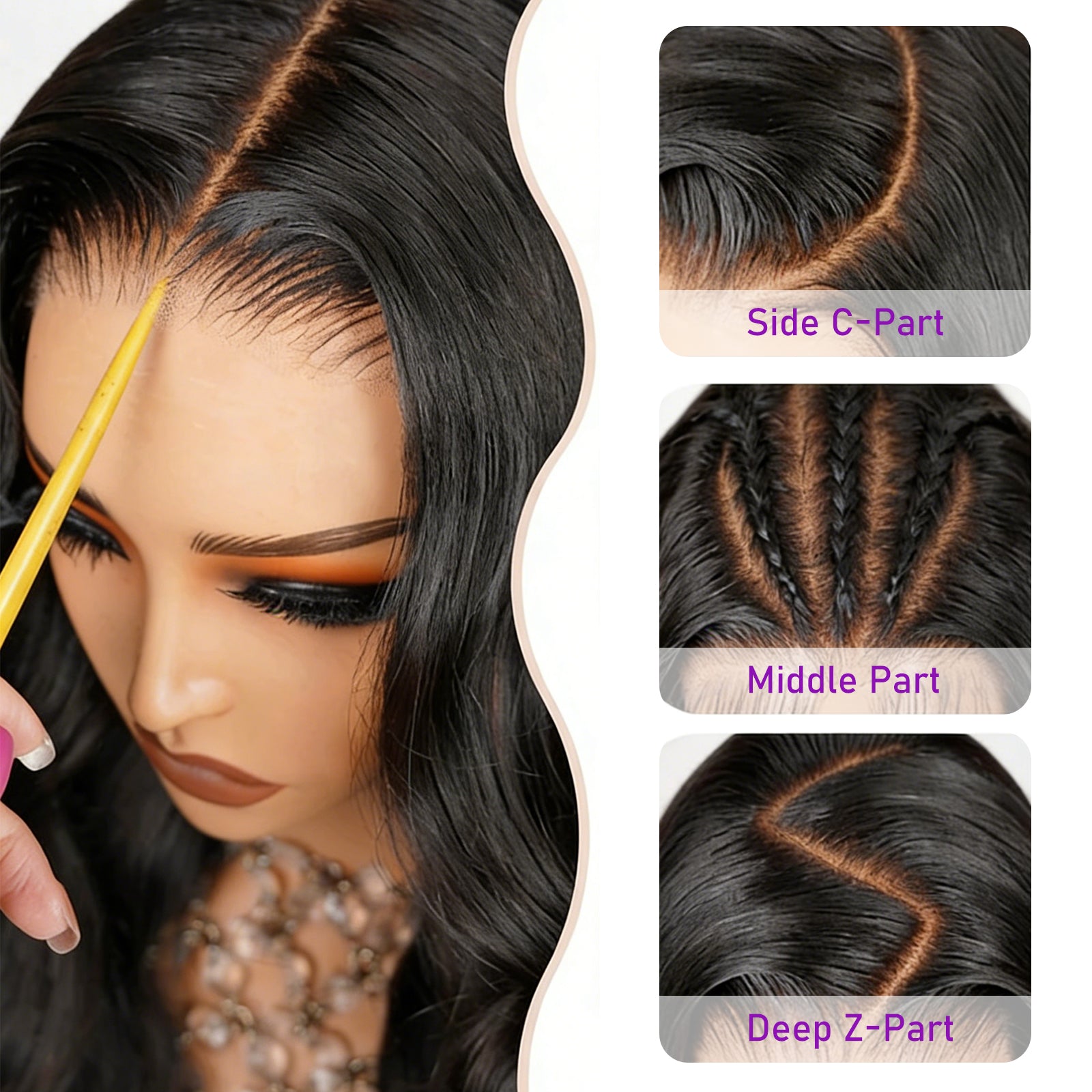 13x4 Frontal Lace Body Wave Invisible Knots Natural Black Realistic Hairline